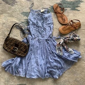 Free people lace up cutout boho dress